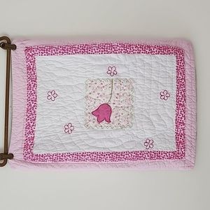 Pottery Barn Kids Jennifer Pink Floral Quilted Green Gingham Sham K14